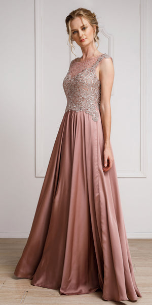 Mesh Top Prom Dress